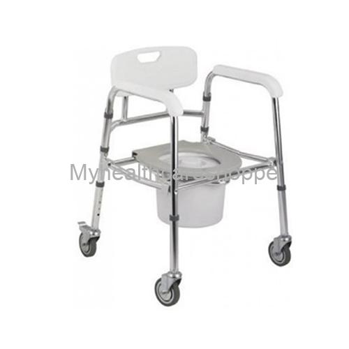 Aluminium Folding Commode With Custor Wheels My Healtcare Shoppe